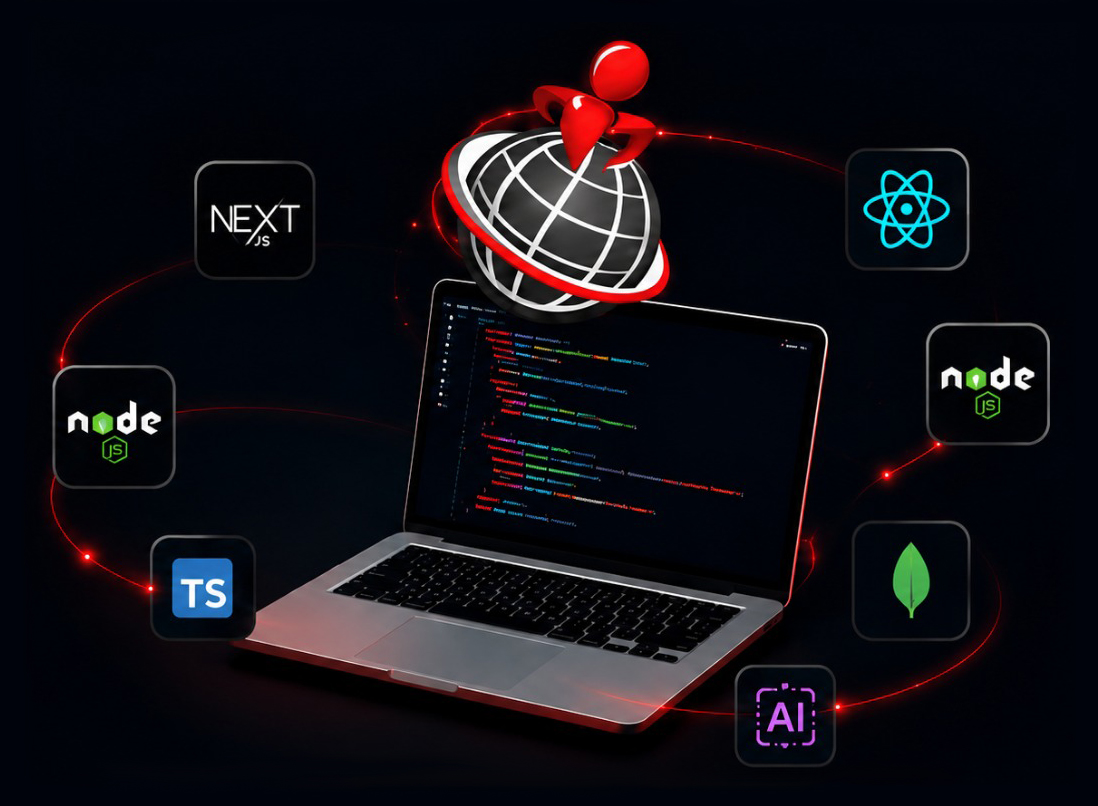 Laptop with software code and modern web development technologies